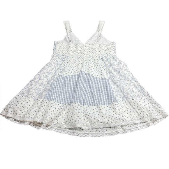 American Eagle AE Lace Inset Mini Dress Blue White Patchwork Womens Size Large - Picture 4 of 15